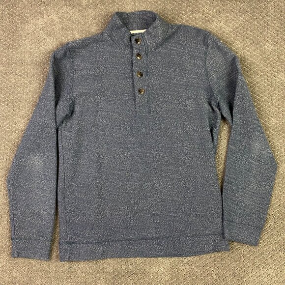 Marine Layer Henley Shirt Men's Medium Heather Blue Clayton 4 Button Pullover - Picture 3 of 13